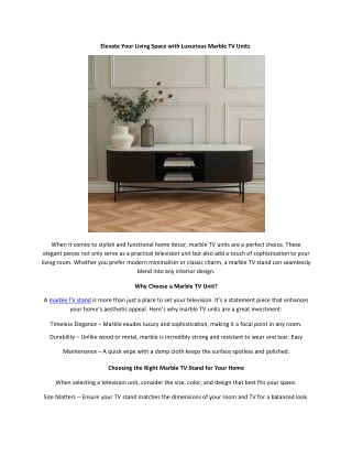 Upgrade Your Living Room with Elegant Marble TV Units