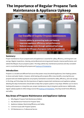 The Importance of Regular Propane Tank Maintenance & Appliance Upkeep