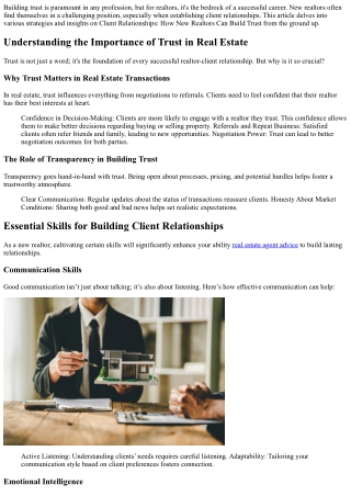 Client Relationships: How New Realtors Can Build Trust