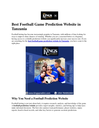Best Football Game Prediction Website in Tanzania