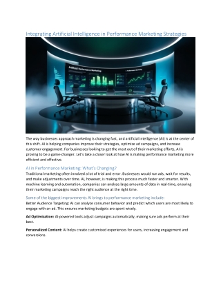 Integrating Artificial Intelligence in Performance Marketing Strategies