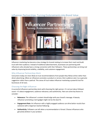 Influencer Partnerships Turning Endorsements into Brand Value