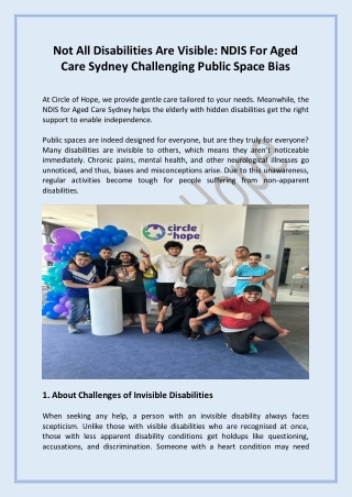 Not All Disabilities Are Visible: NDIS For Aged Care Sydney Challenging