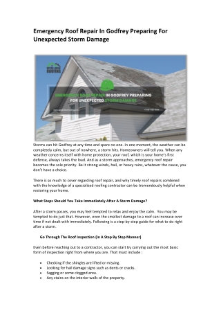 Emergency Roof Repair In Godfrey Preparing For Unexpected Storm Damage.