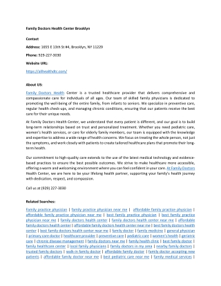 Family Doctors Health Center Brooklyn