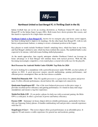 Northeast United vs East Bengal FC A Thrilling Clash in the ISL