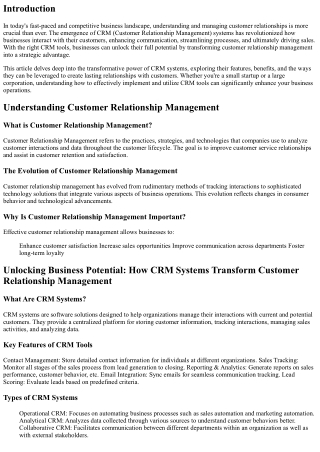 Unlocking Business Potential: How CRM Systems Transform Customer Relationship Ma