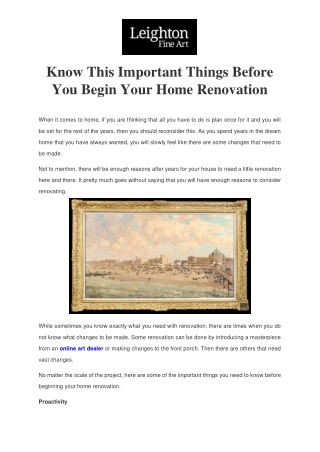 Know This Important Things Before You Begin Your Home Renovation
