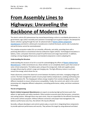 From Assembly Lines to Highways Unraveling the Backbone of Modern EVs
