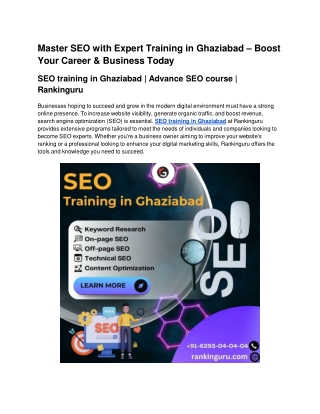 SEO training in Ghaziabad | Advance SEO course | Rankinguru