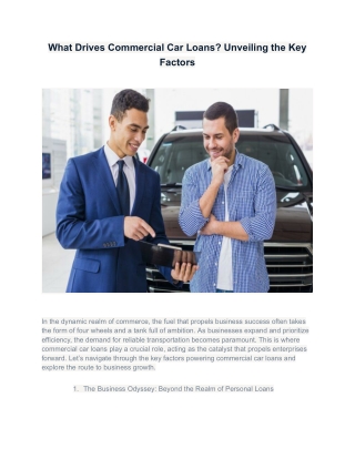 Commercial Car Loan in Sydney