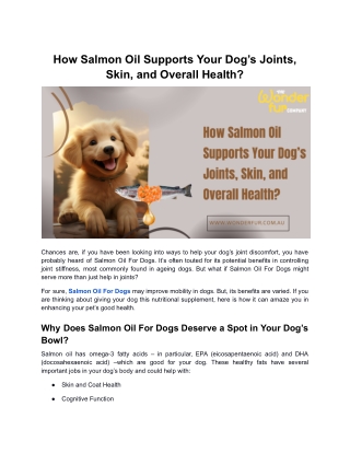 How Salmon Oil Supports Your Dog’s Joints, Skin, and Overall Health