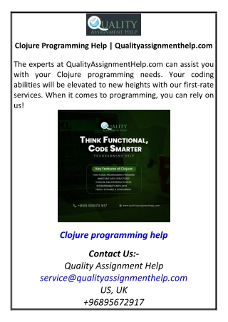 Clojure Programming Help | Qualityassignmenthelp.com