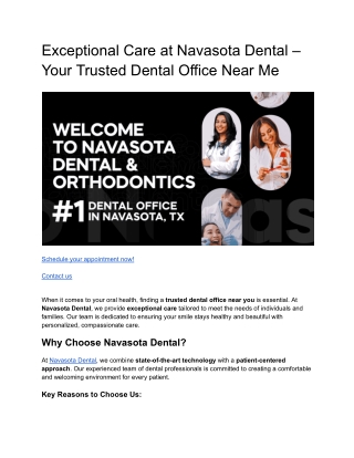 Exceptional Care at Navasota Dental – Your Trusted Dental Office Near Me