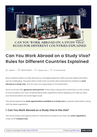 Studying & Working Abroad: Country-Wise Visa Restrictions