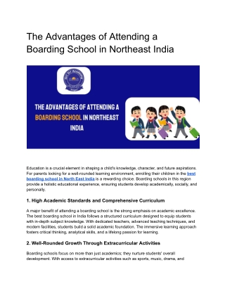 The Advantages of Attending a Boarding School in Northeast India