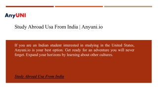 Study Abroad Usa From India | Anyuni.io