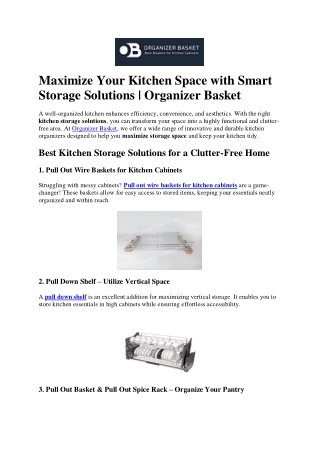 Upgrade Your Kitchen with a Smart Cabinet Organizer in USA