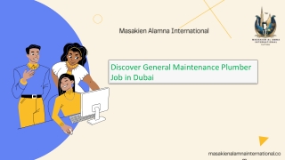 Discover General Maintenance Plumber Job in Dubai