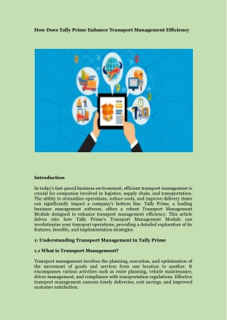 How Does Tally Prime Enhance Transport Management Efficiency