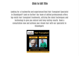 How to Evaluate Hair Transplant Specialist in Chandigarh