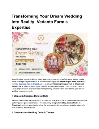 Transforming Your Dream Wedding into Reality_ Vedanta Farm’s Expertise