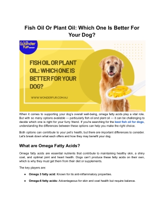 Fish Oil Or Plant Oil Which One Is Better For Your Dog