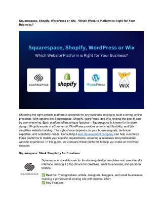 Squarespace, Shopify, WordPress or Wix - Which Website Platform is Right for Your Business_