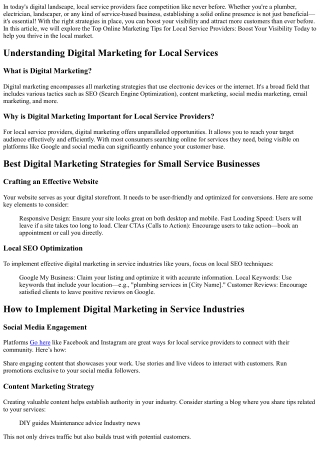 Top Online Marketing Tips for Local Service Providers: Boost Your Visibility Tod