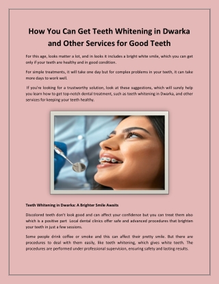How You Can Get Teeth Whitening in Dwarka and Other Services for Good Teeth
