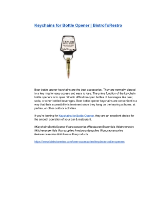 Keychains for Bottle Opener _ BistroToRestro