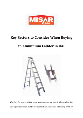 Key Factors to Consider When Buying an Aluminium Ladder in UAE