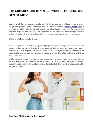 The Ultimate Guide to Medical Weight Loss: What You Need to Know