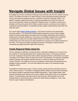 Navigate Global Issues with Insight