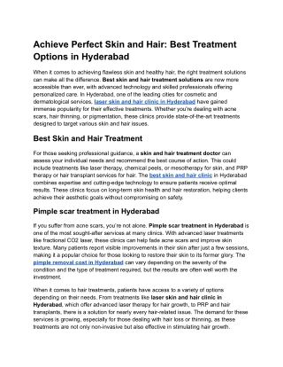 Achieve Perfect Skin and Hair_ Best Treatment Options in Hyderabad