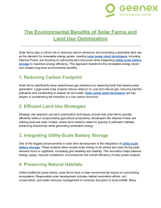 The Environmental Benefits of Solar Farms and Land Use Optimization