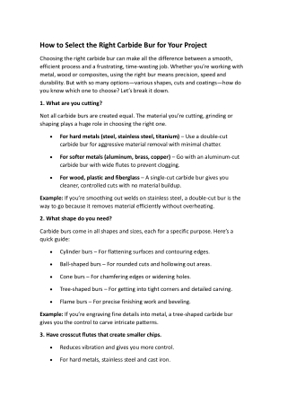 How to Select the Right Carbide Bur for Your Project