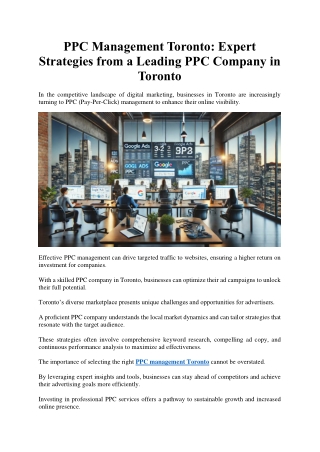 PPC Management Toronto Expert Strategies from a Leading PPC Company in Toronto