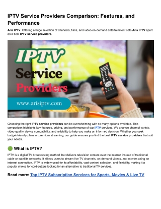 IPTV Service Providers Comparison_ Features, Pricing, and Performance