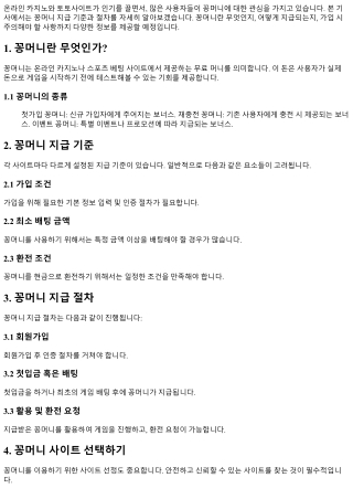 꽁머니 지급 기준과 절차 알아보기