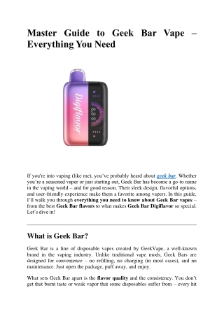Master Guide to Geek Bar Vape – Everything You Need