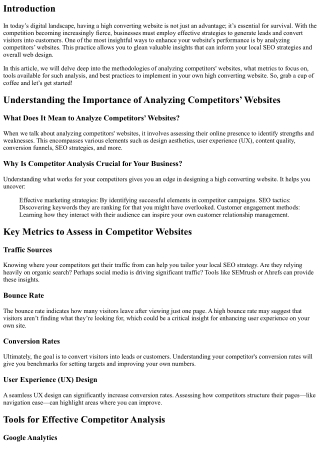 Analyzing Competitors’ Websites for High Conversion Insights