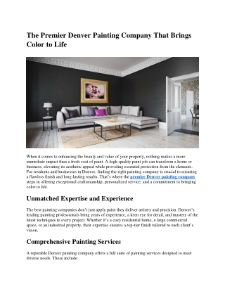 The Premier Denver Painting Company That Brings Color to Life