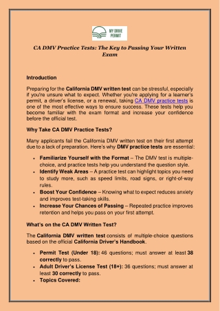CA DMV Practice Tests: The Key to Passing Your Written Exam
