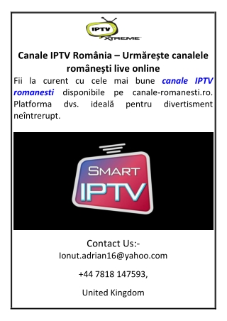 Canale IPTV România – Urmărește canalele românești live online