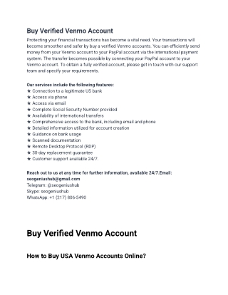 Buy USA Venmo Accounts -Secure & Verified Accounts for Sale