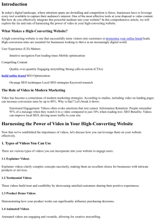 Harnessing the Power of Video in Your High-Converting Website