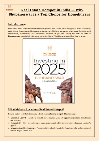 Real Estate Hotspot in India - Why Bhubaneswar is a Top Choice