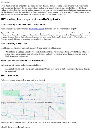 DIY Rooftop Leak Repairs: A Step-By-Step Guide