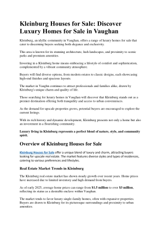 Kleinburg Houses for Sale Discover Luxury Homes for Sale in Vaughan